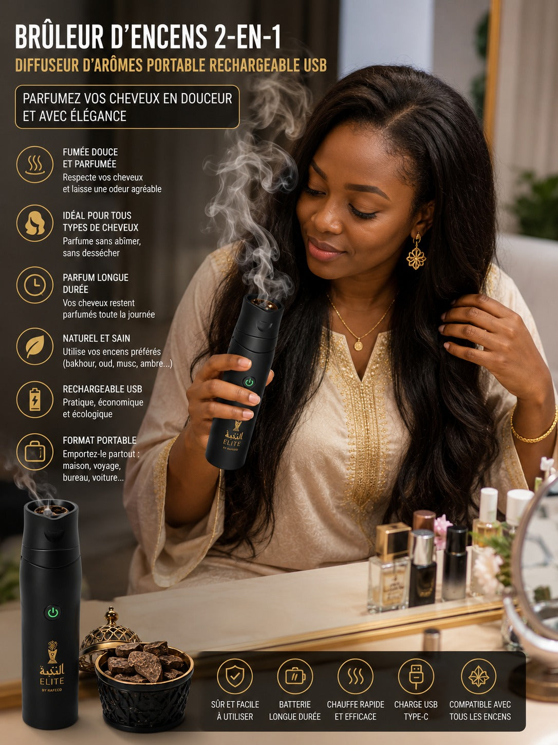 ELITE™ – Brûleur Électrique de Bakhour Rechargeable